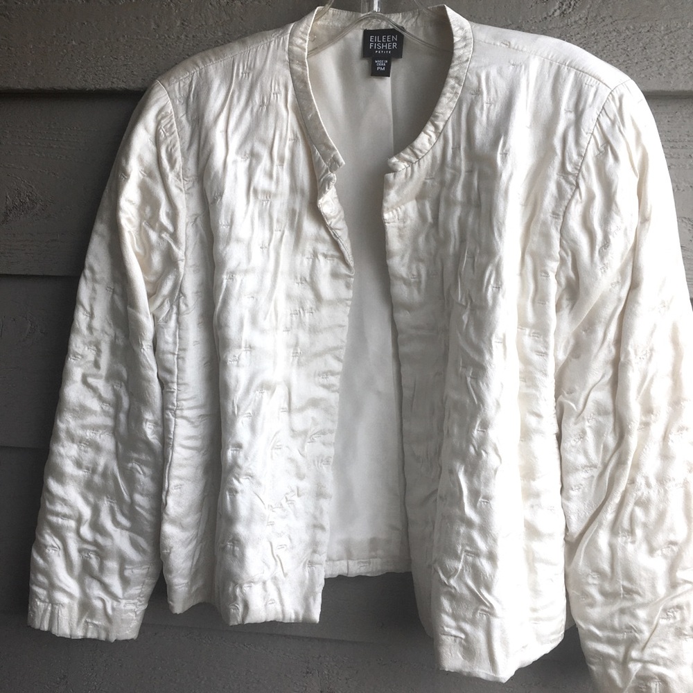 Silk mandarin style neckline jacket. Beautiful piece to layer over tanks.